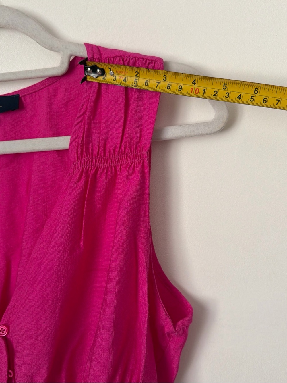 Rachel Roy  Top Chartreuse Pink Sleeveless Button Ruched Rayon Nylon Size L - Picture 4 of 7